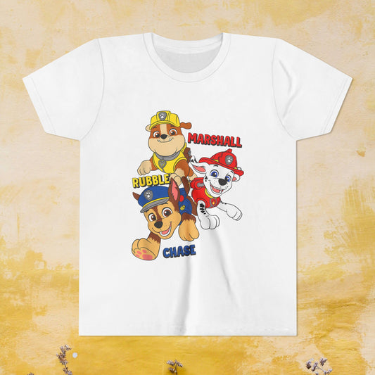 Chase, Rubble, Marshall - Paw Patrol T-shirt - Animation TV Series Youth Short Sleeve Tee