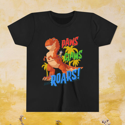 Paws, Claws, and Roars! - Paw Patrol: The Dino Movie T-shirt - Animation TV Series Youth Short Sleeve Tee