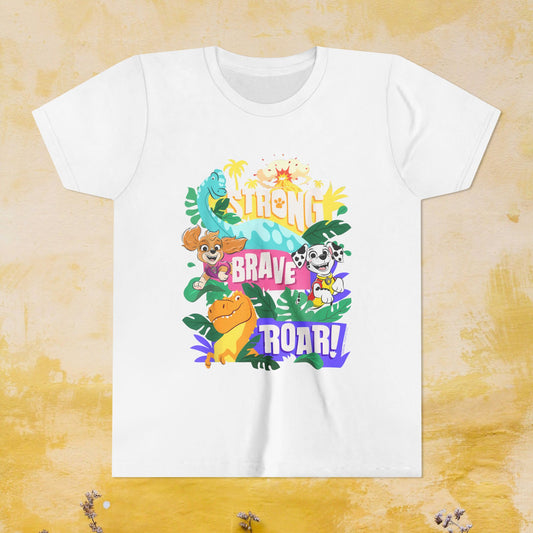 Strong, Brave, Roar! - Paw Patrol: The Dino Movie T-shirt - Animation TV Series Youth Short Sleeve Tee