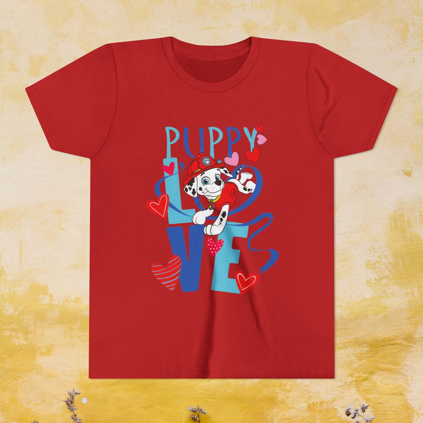 Puppy Love - Paw Patrol Valentine T-shirt - Animation TV Series Youth Short Sleeve Tee