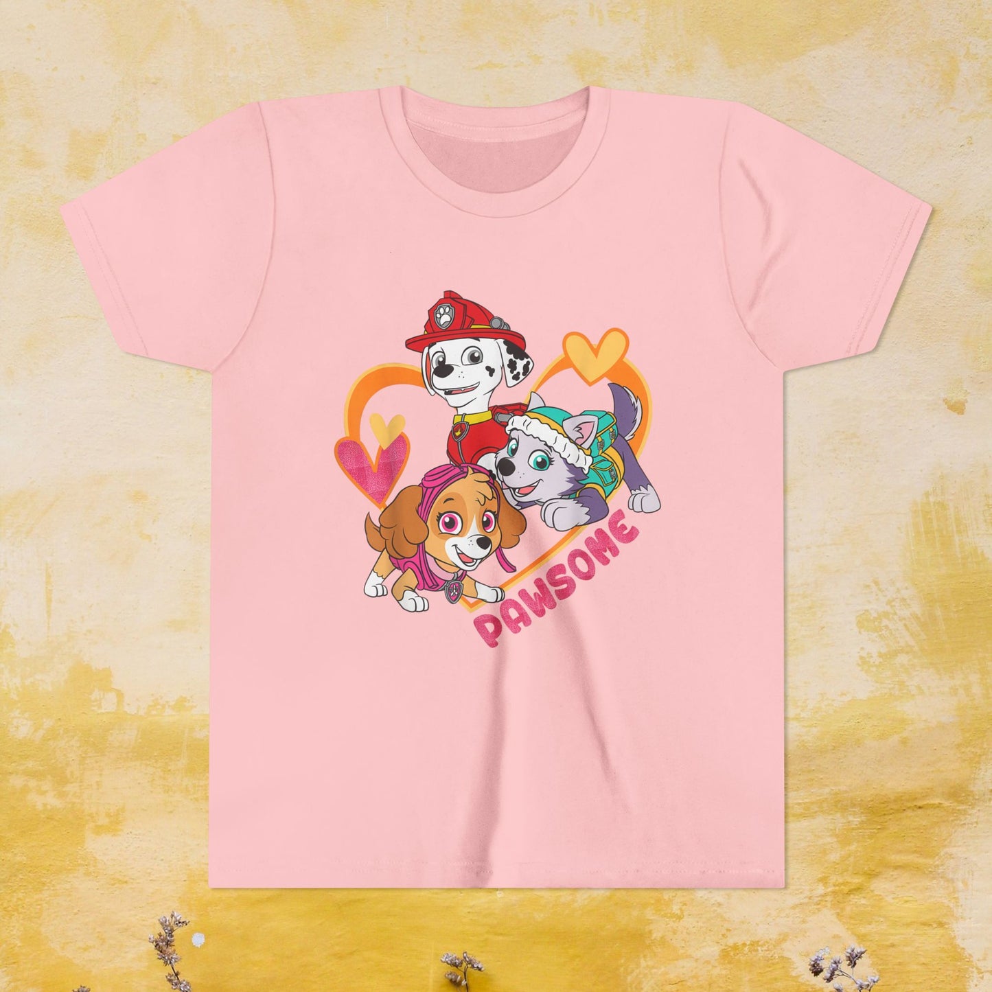 Pawsome - Paw Patrol Valentine T-shirt - Animation TV Series Youth Short Sleeve Tee