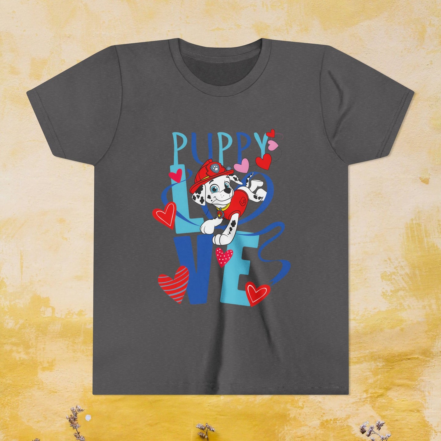 Puppy Love - Paw Patrol Valentine T-shirt - Animation TV Series Youth Short Sleeve Tee