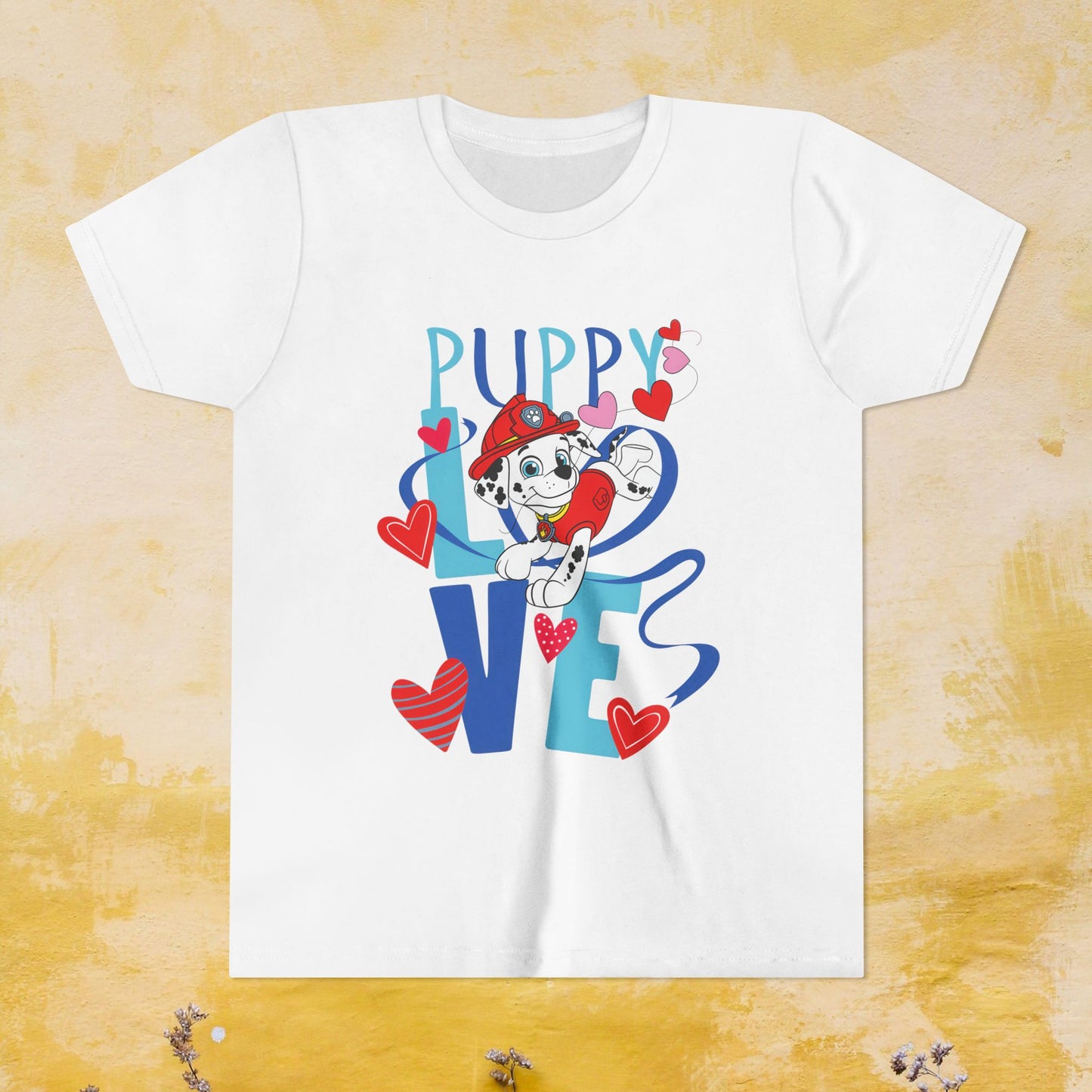 Puppy Love - Paw Patrol Valentine T-shirt - Animation TV Series Youth Short Sleeve Tee