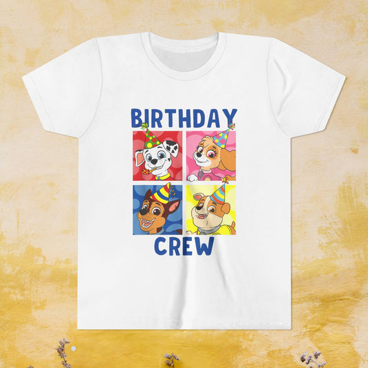 Birthday Crew - Paw Patrol T-shirt - Animation TV Series Youth Short Sleeve Tee
