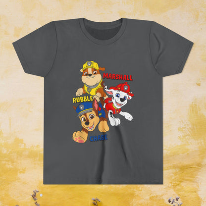 Chase, Rubble, Marshall - Paw Patrol T-shirt - Animation TV Series Youth Short Sleeve Tee