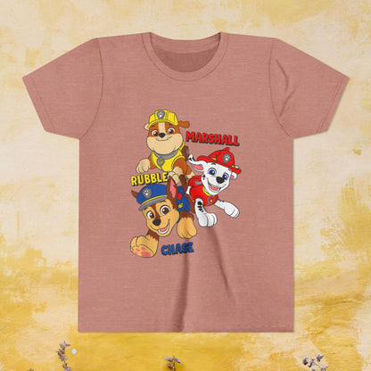 Chase, Rubble, Marshall - Paw Patrol T-shirt - Animation TV Series Youth Short Sleeve Tee