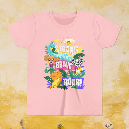 Strong, Brave, Roar! - Paw Patrol: The Dino Movie T-shirt - Animation TV Series Youth Short Sleeve Tee