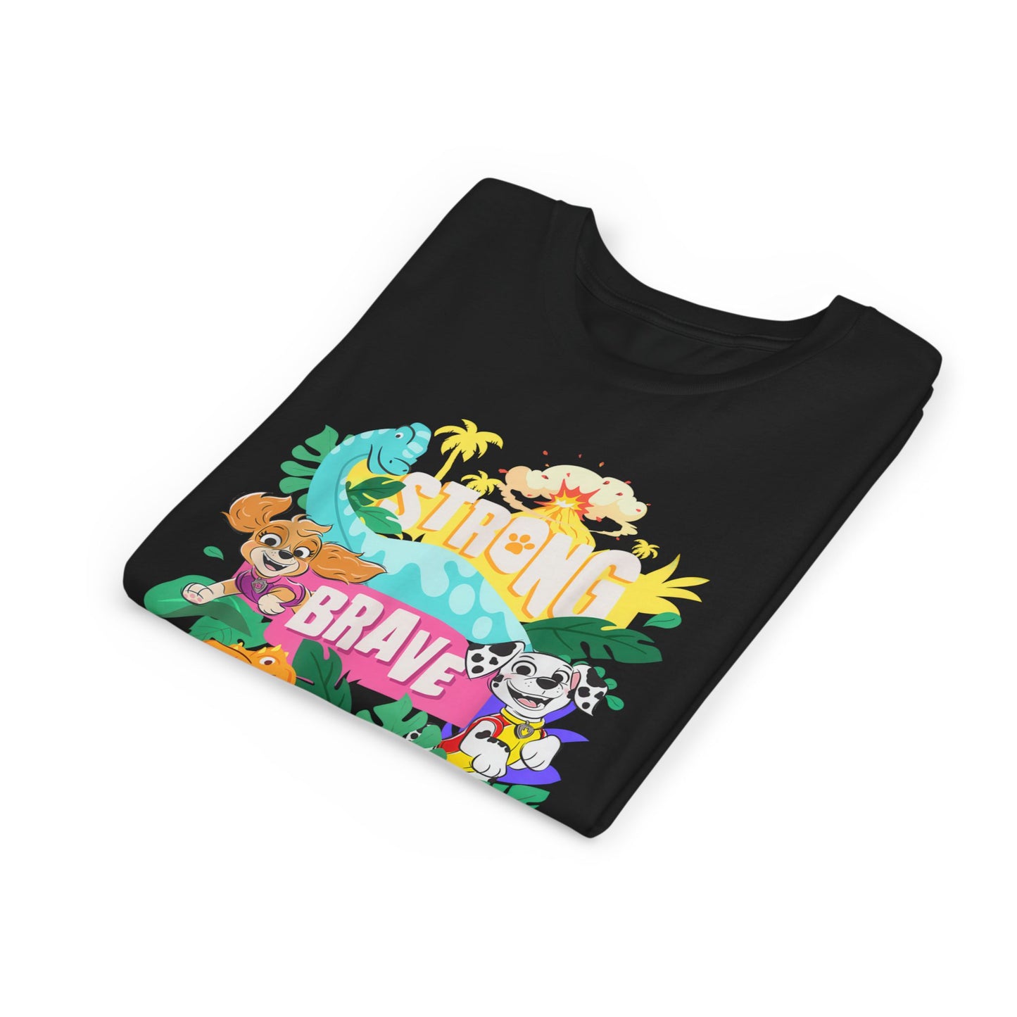 Strong, Brave, Roar! - Paw Patrol: The Dino Movie T-shirt - Animation TV Series Youth Short Sleeve Tee