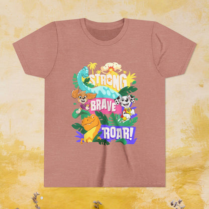 Strong, Brave, Roar! - Paw Patrol: The Dino Movie T-shirt - Animation TV Series Youth Short Sleeve Tee