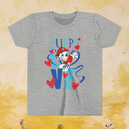 Puppy Love - Paw Patrol Valentine T-shirt - Animation TV Series Youth Short Sleeve Tee