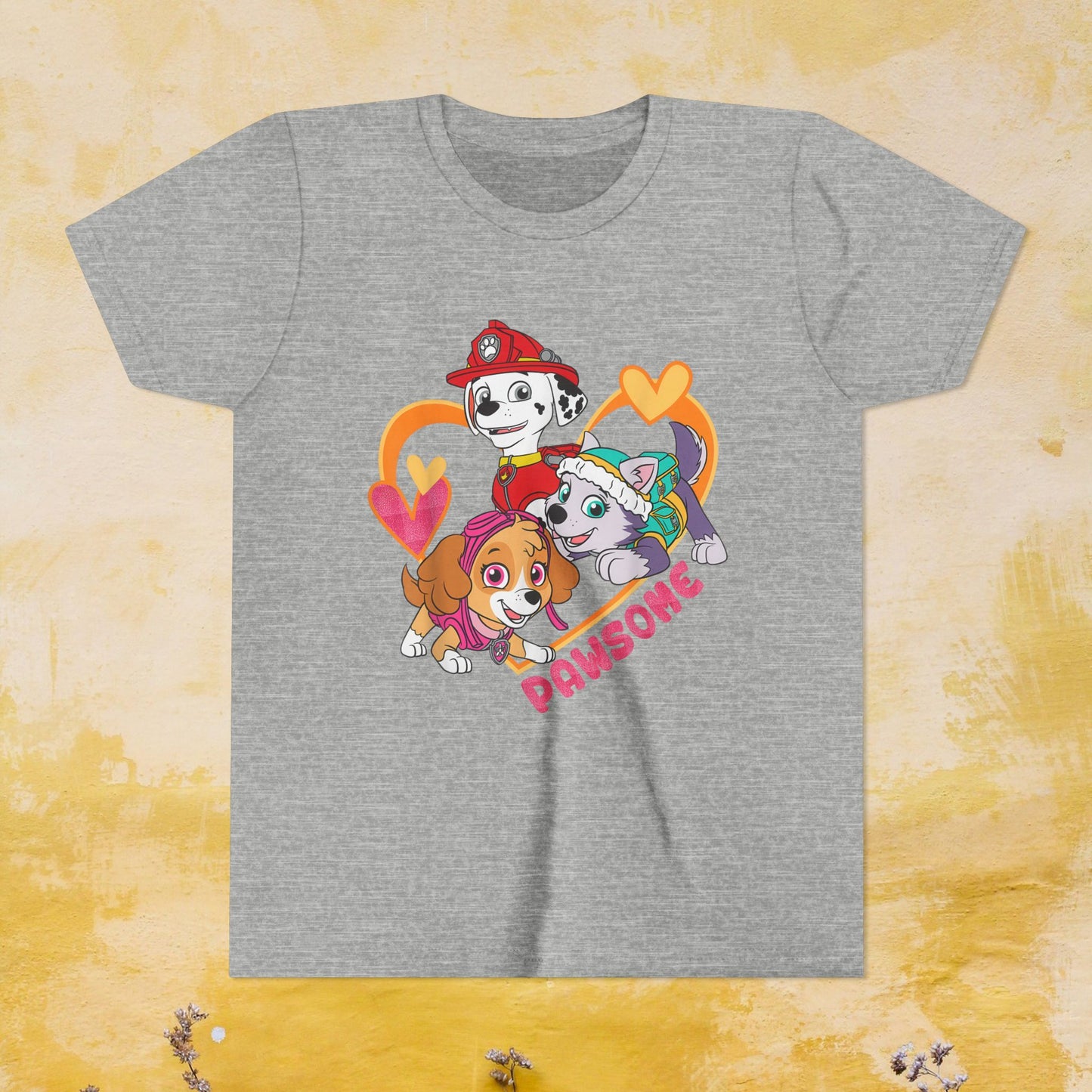 Pawsome - Paw Patrol Valentine T-shirt - Animation TV Series Youth Short Sleeve Tee