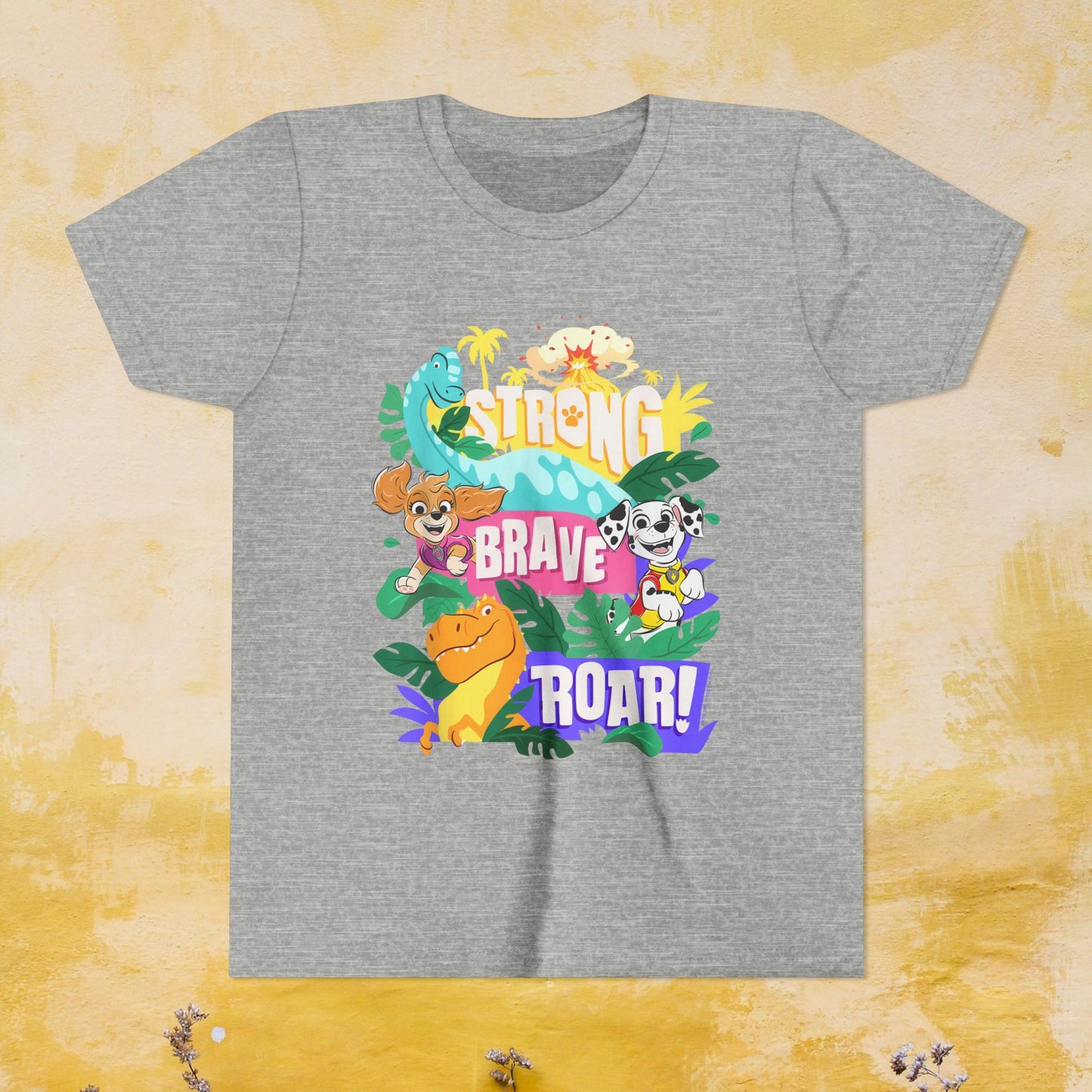 Strong, Brave, Roar! - Paw Patrol: The Dino Movie T-shirt - Animation TV Series Youth Short Sleeve Tee