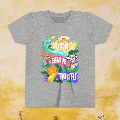 Strong, Brave, Roar! - Paw Patrol: The Dino Movie T-shirt - Animation TV Series Youth Short Sleeve Tee