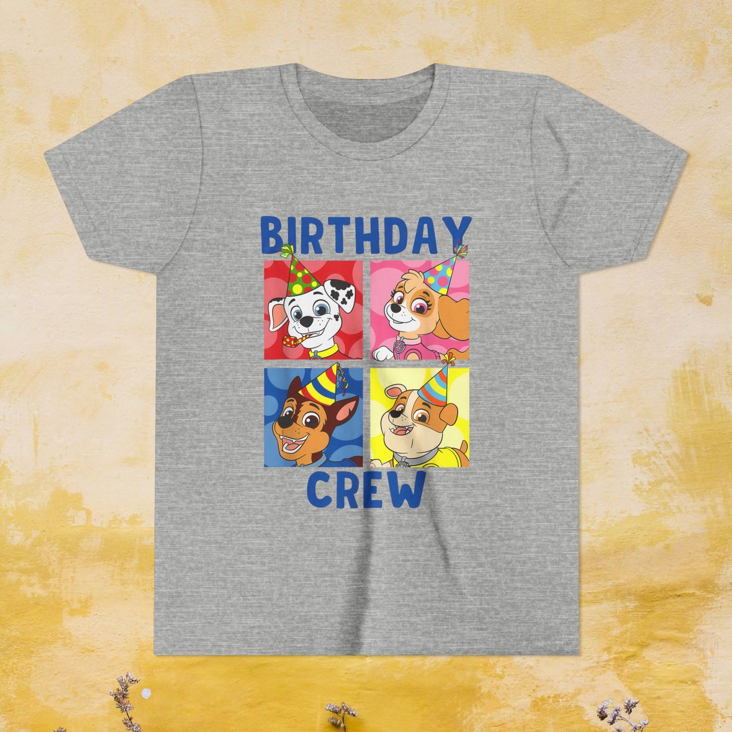 Birthday Crew - Paw Patrol T-shirt - Animation TV Series Youth Short Sleeve Tee