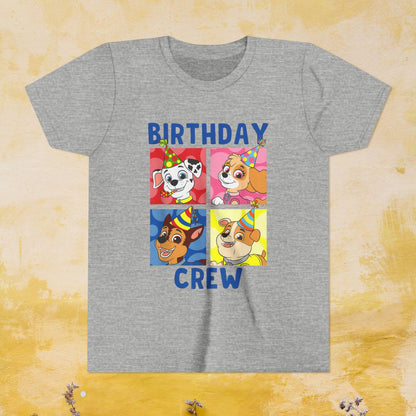 Birthday Crew - Paw Patrol T-shirt - Animation TV Series Youth Short Sleeve Tee