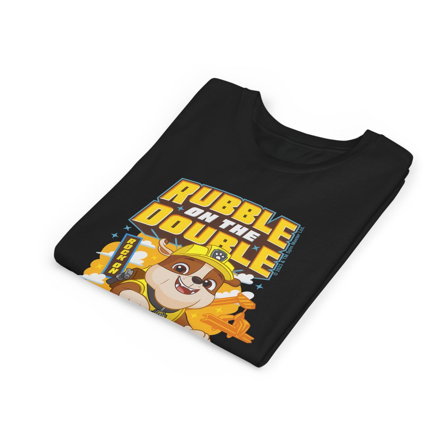 Rubble on The Double - Paw Patrol T-shirt - Animation TV Series Youth Short Sleeve Tee