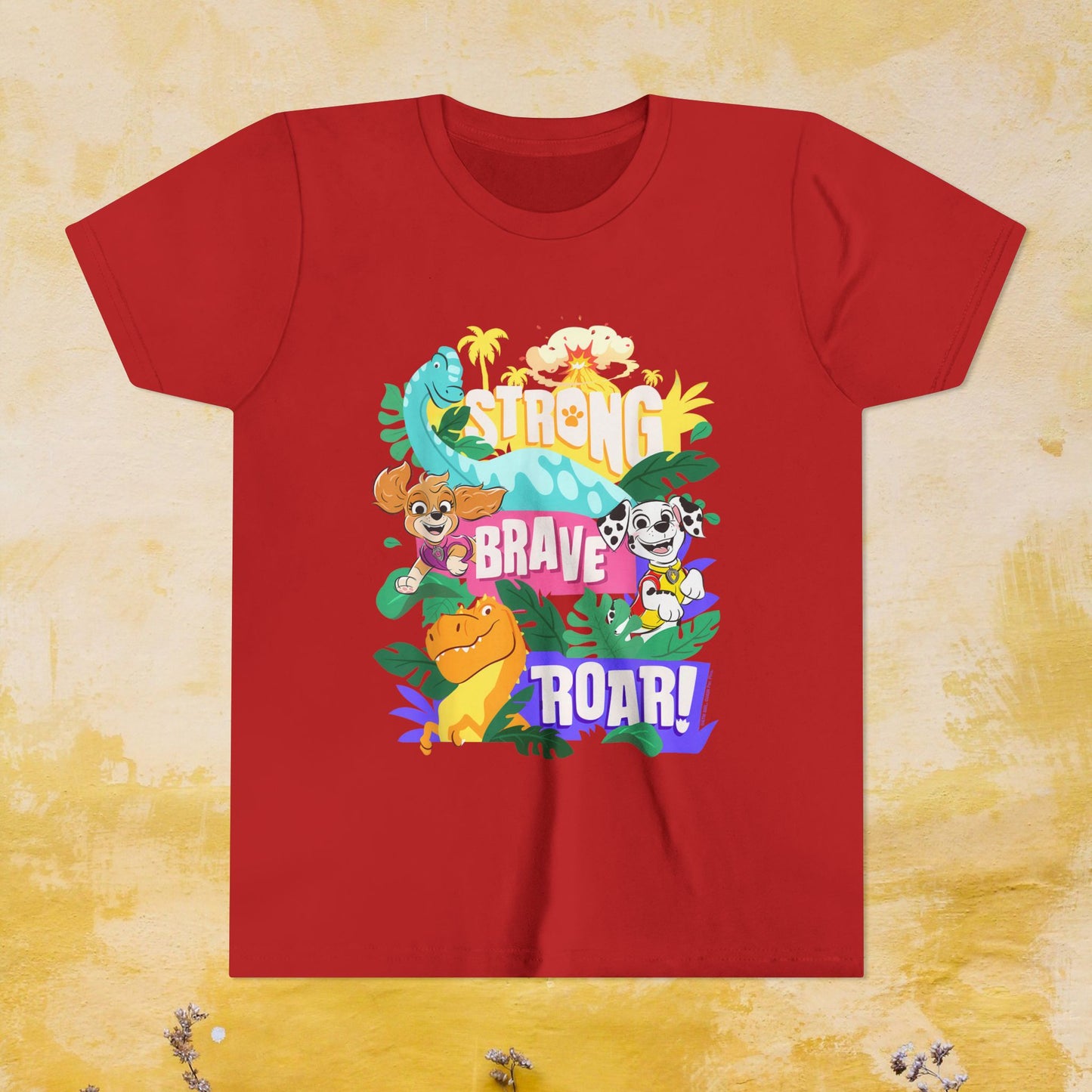 Strong, Brave, Roar! - Paw Patrol: The Dino Movie T-shirt - Animation TV Series Youth Short Sleeve Tee