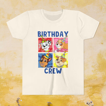 Birthday Crew - Paw Patrol T-shirt - Animation TV Series Youth Short Sleeve Tee