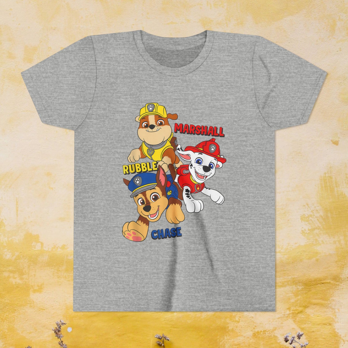 Chase, Rubble, Marshall - Paw Patrol T-shirt - Animation TV Series Youth Short Sleeve Tee