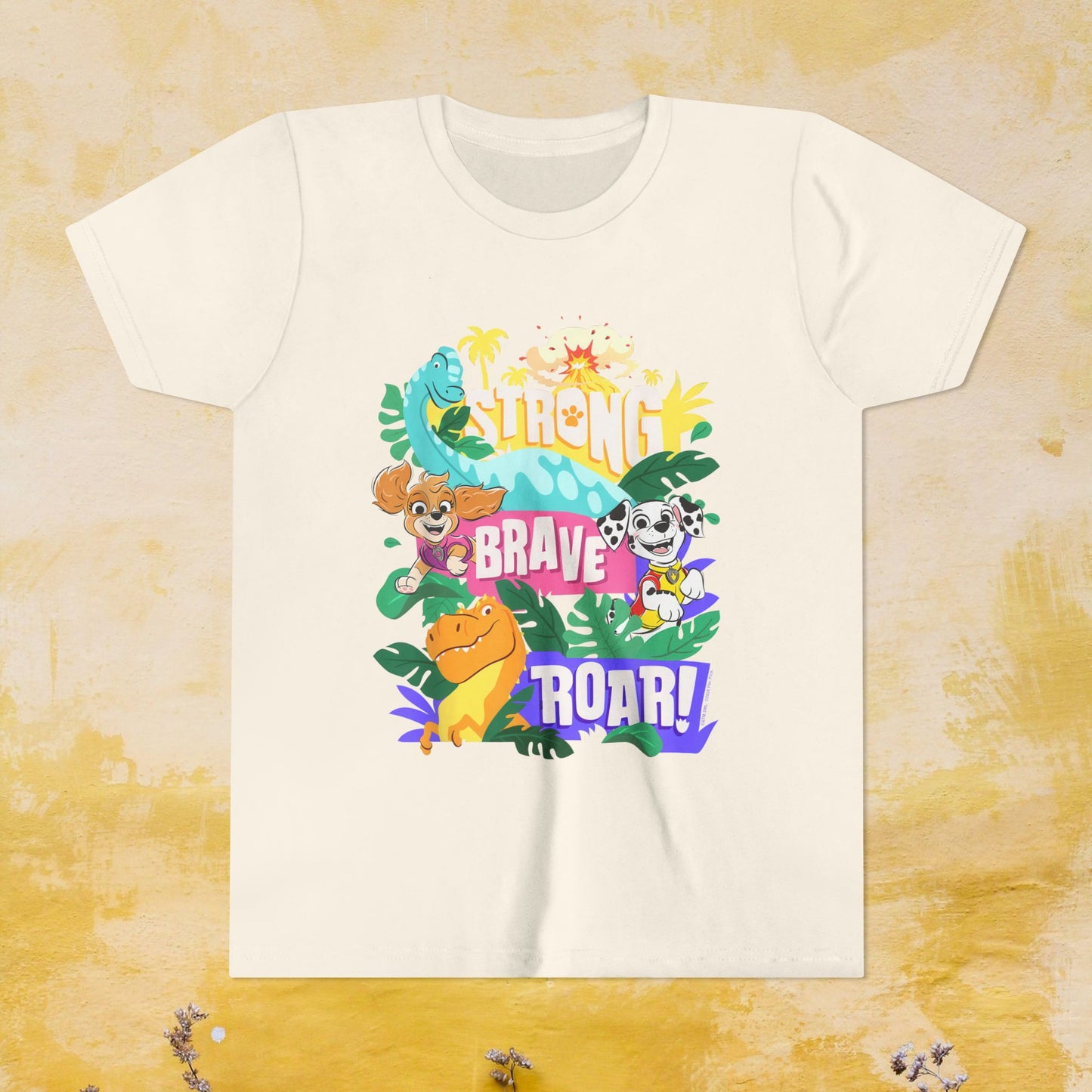 Strong, Brave, Roar! - Paw Patrol: The Dino Movie T-shirt - Animation TV Series Youth Short Sleeve Tee