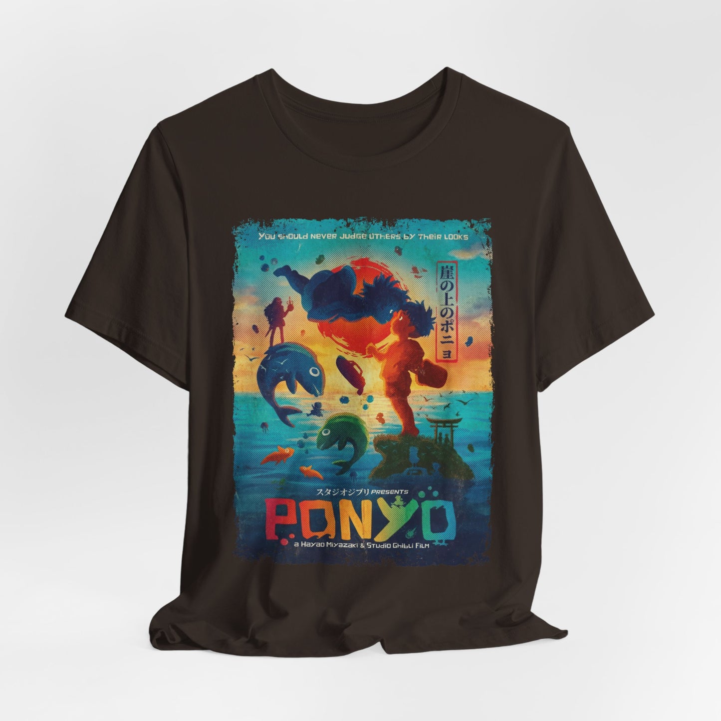 Ghibli's Ponyo on the Cliff by the Sea Anime Movie T-Shirt | Unisex Graphic Short Sleeve Tee
