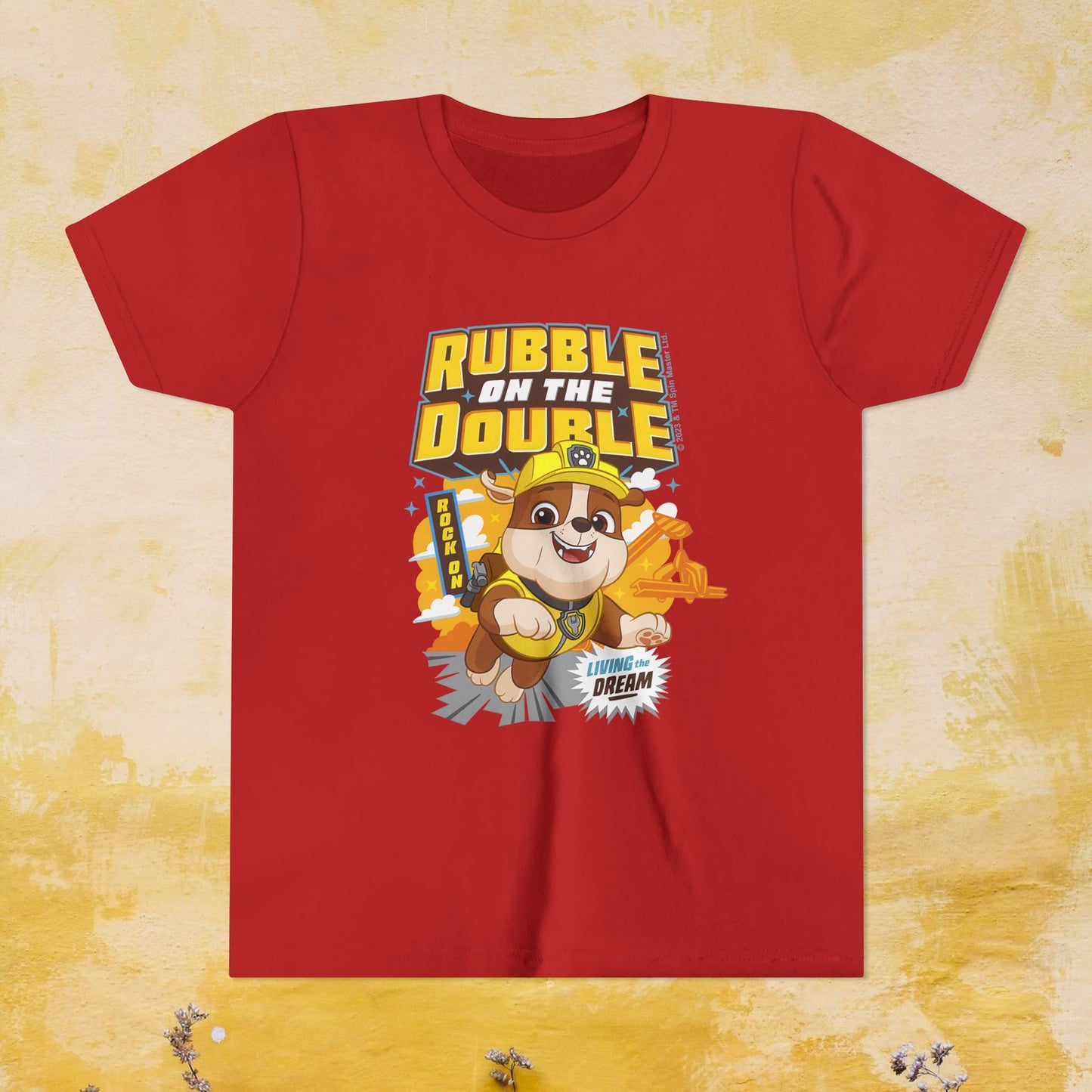 Rubble on The Double - Paw Patrol T-shirt - Animation TV Series Youth Short Sleeve Tee