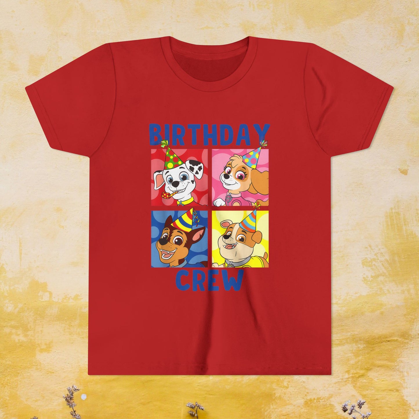 Birthday Crew - Paw Patrol T-shirt - Animation TV Series Youth Short Sleeve Tee