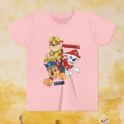 Chase, Rubble, Marshall - Paw Patrol T-shirt - Animation TV Series Youth Short Sleeve Tee