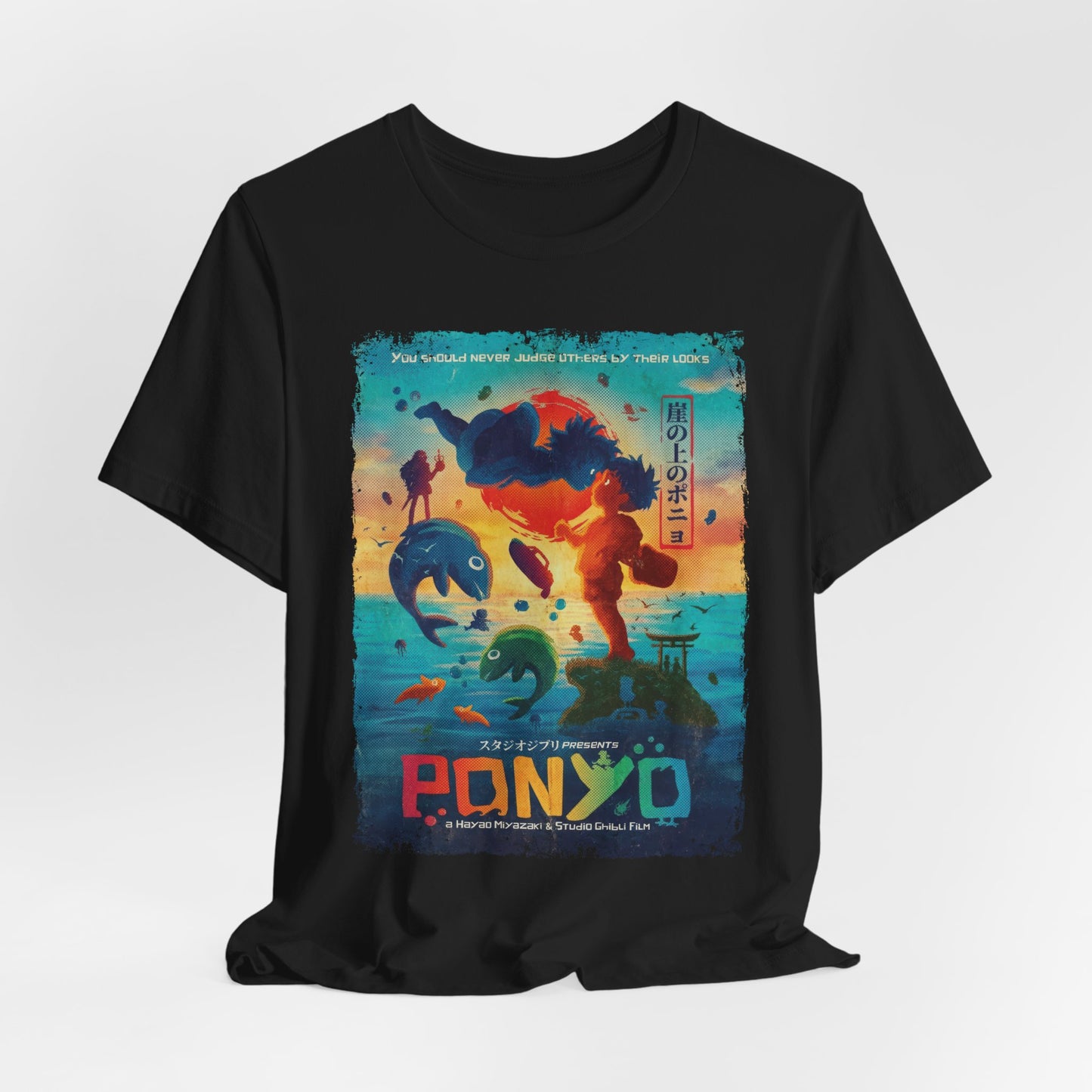 Ghibli's Ponyo on the Cliff by the Sea Anime Movie T-Shirt | Unisex Graphic Short Sleeve Tee