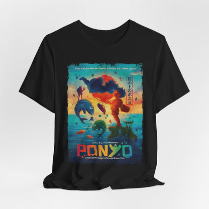 Ghibli's Ponyo on the Cliff by the Sea Anime Movie T-Shirt | Unisex Graphic Short Sleeve Tee