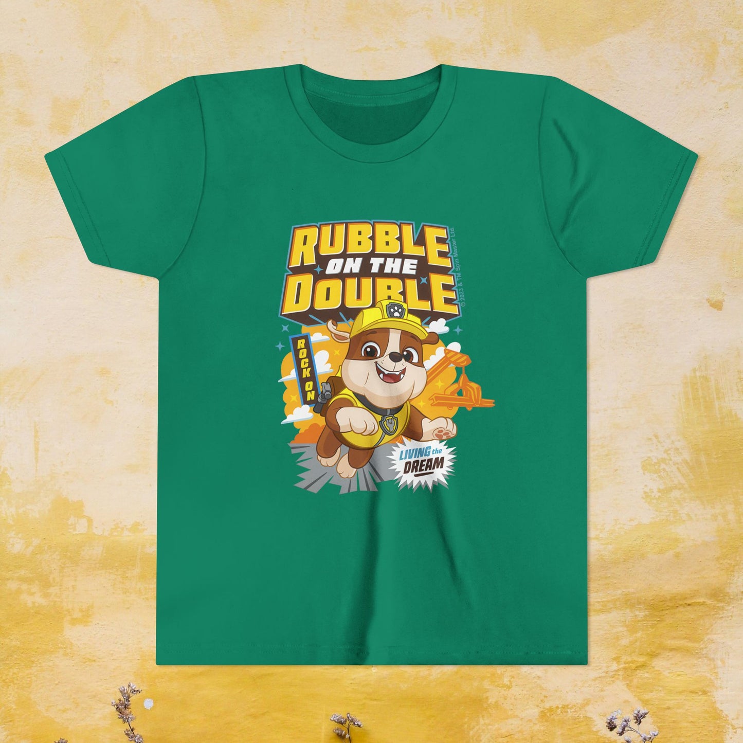 Rubble on The Double - Paw Patrol T-shirt - Animation TV Series Youth Short Sleeve Tee