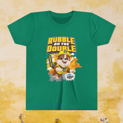 Rubble on The Double - Paw Patrol T-shirt - Animation TV Series Youth Short Sleeve Tee