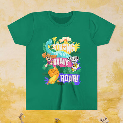 Strong, Brave, Roar! - Paw Patrol: The Dino Movie T-shirt - Animation TV Series Youth Short Sleeve Tee