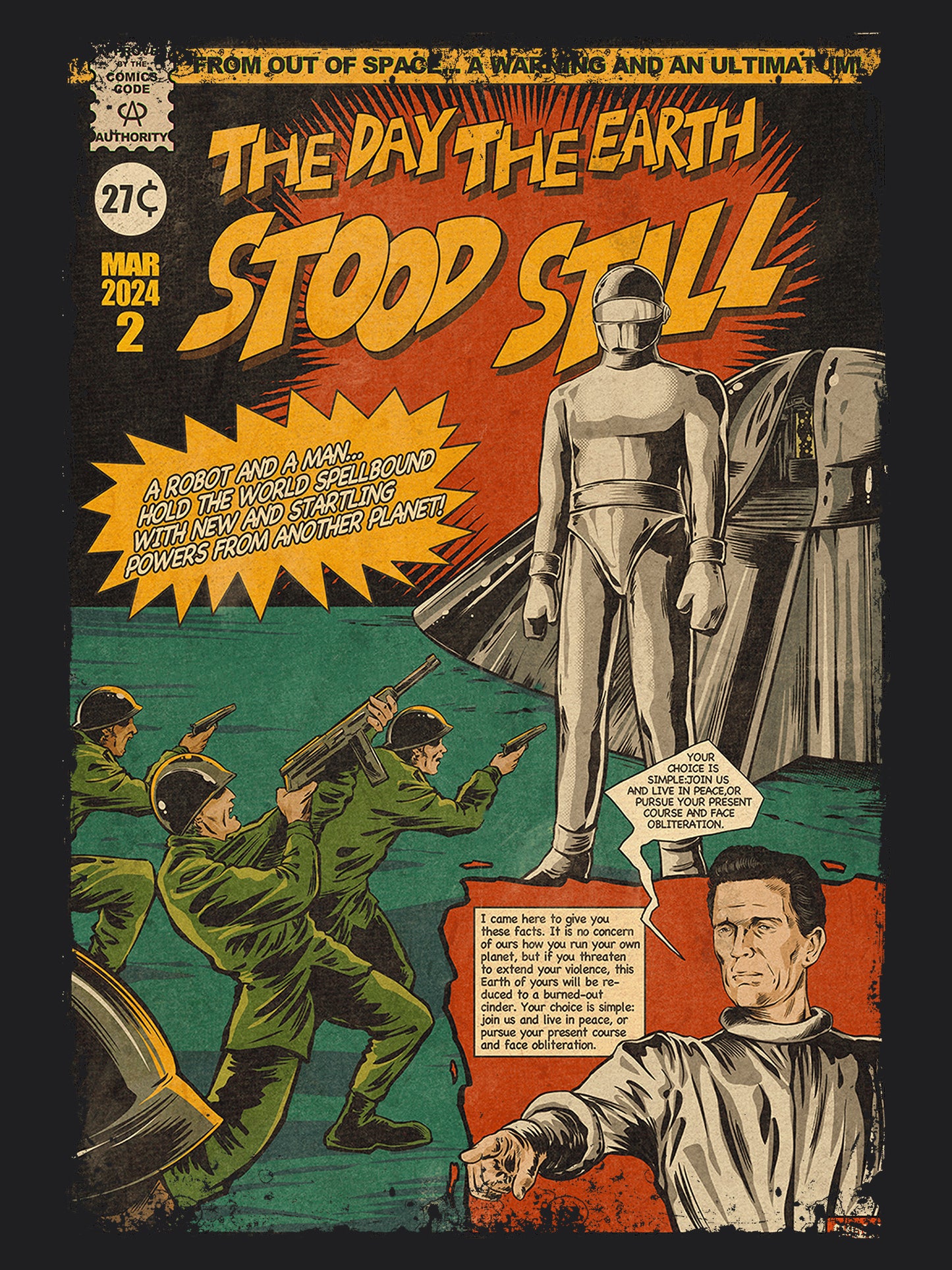 The Day The Earth Stood Still Horror Sci-fi Movie | Unisex Graphic Short Sleeve Tee