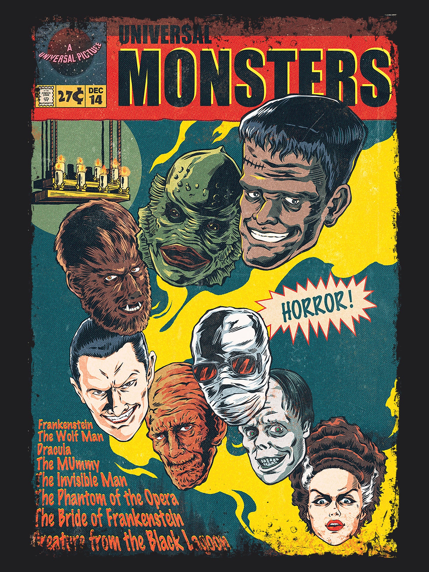 Universal Monsters Horror Movie | Unisex Graphic Short Sleeve Tee