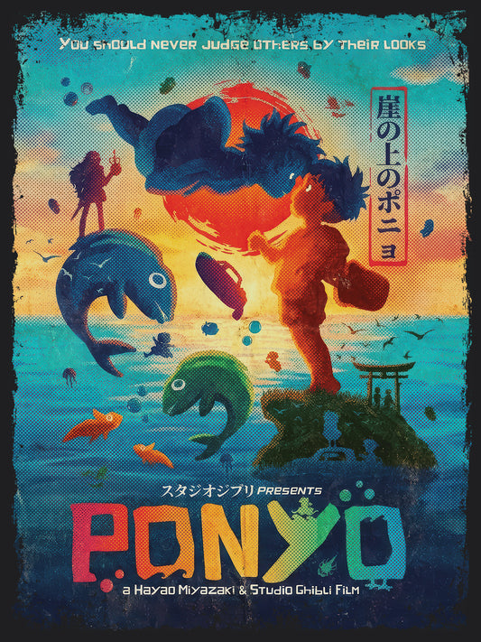 Ghibli's Ponyo on the Cliff by the Sea Anime Movie T-Shirt | Unisex Graphic Short Sleeve Tee