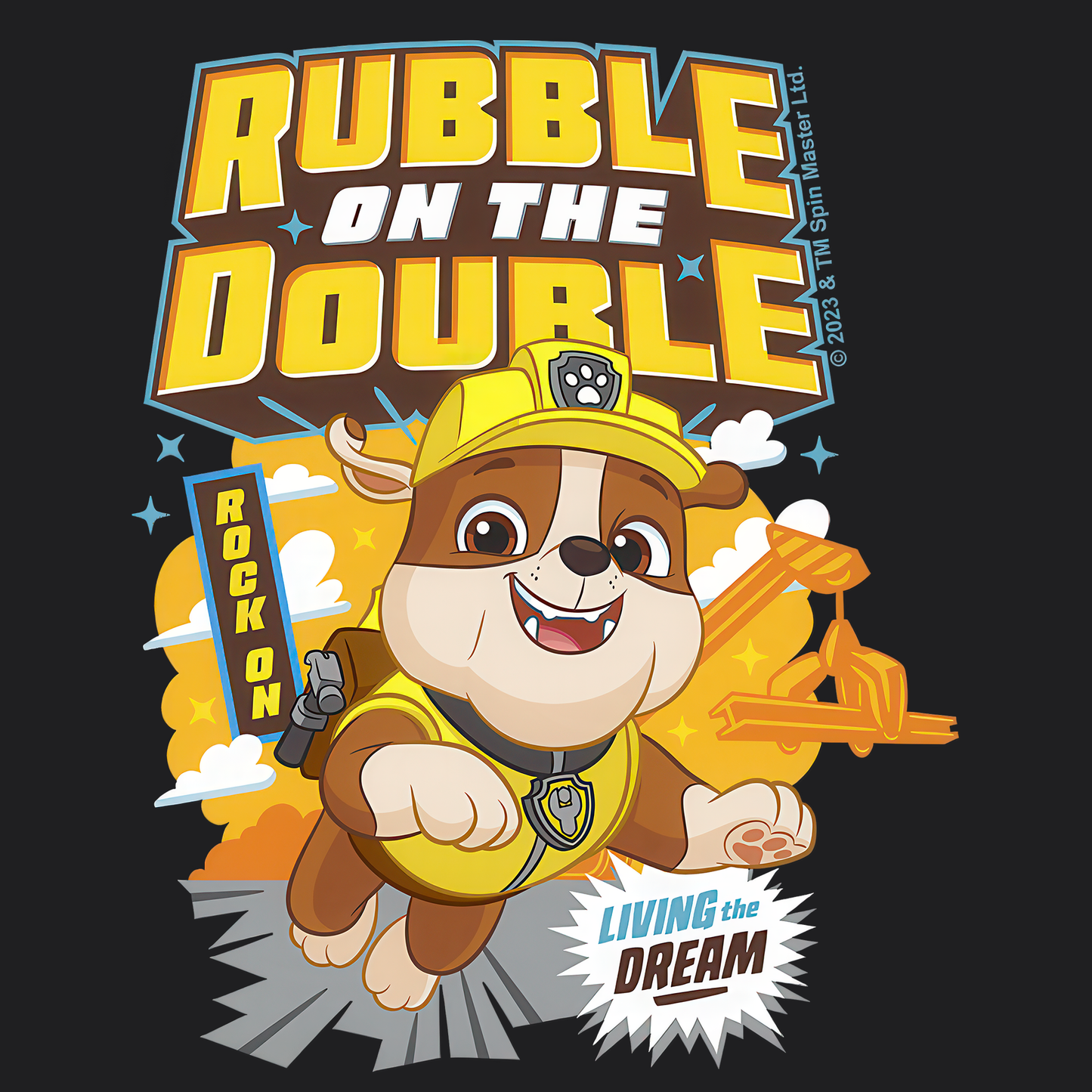 Rubble on The Double - Paw Patrol T-shirt - Animation TV Series Youth Short Sleeve Tee