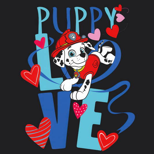 Puppy Love - Paw Patrol Valentine T-shirt - Animation TV Series Youth Short Sleeve Tee