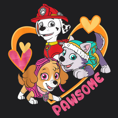 Pawsome - Paw Patrol Valentine T-shirt - Animation TV Series Youth Short Sleeve Tee