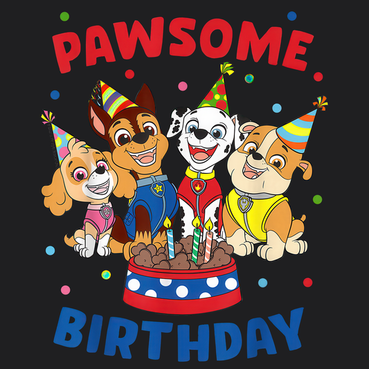 Pawsome Birthday - Paw Patrol T-shirt - Animation TV Series Youth Short Sleeve Tee