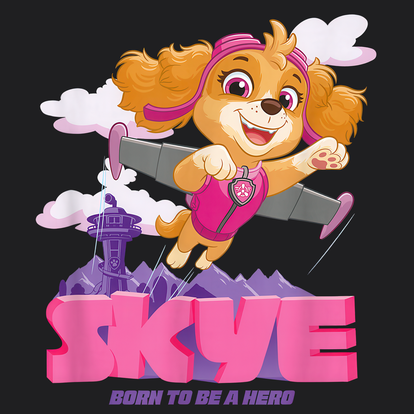 Skye Born to be A Hero - Paw Patrol T-shirt - Animation TV Series Youth Short Sleeve Tee