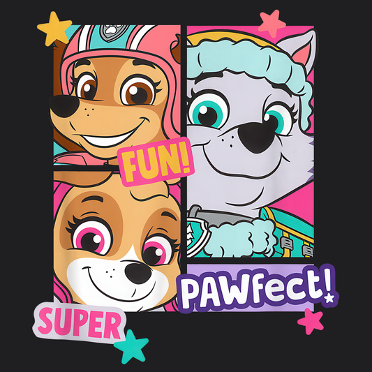 Fun, Super, Pawfect! - Paw Patrol T-shirt - Animation TV Series Youth Short Sleeve Tee