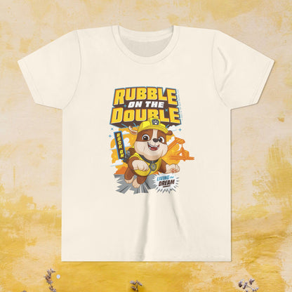Rubble on The Double - Paw Patrol T-shirt - Animation TV Series Youth Short Sleeve Tee