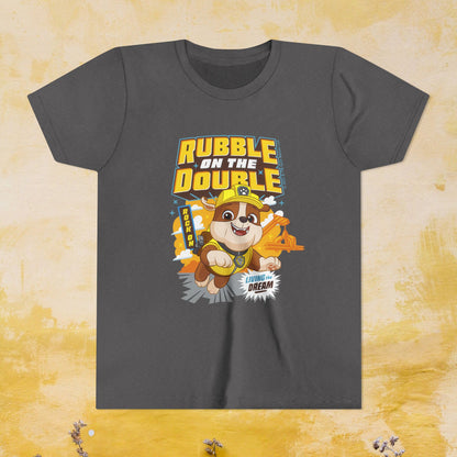 Rubble on The Double - Paw Patrol T-shirt - Animation TV Series Youth Short Sleeve Tee