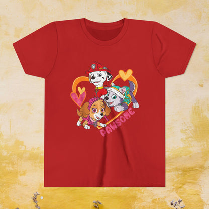 Pawsome - Paw Patrol Valentine T-shirt - Animation TV Series Youth Short Sleeve Tee