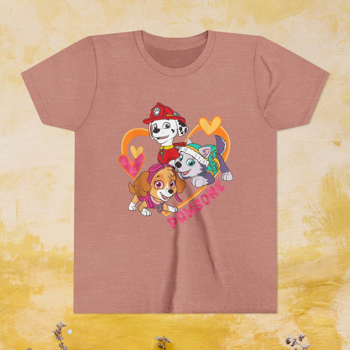 Pawsome - Paw Patrol Valentine T-shirt - Animation TV Series Youth Short Sleeve Tee
