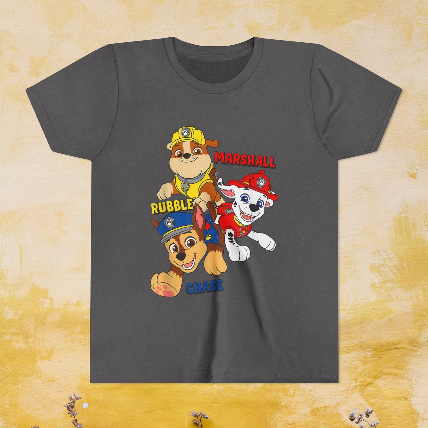 Chase, Rubble, Marshall - Paw Patrol T-shirt - Animation TV Series Youth Short Sleeve Tee