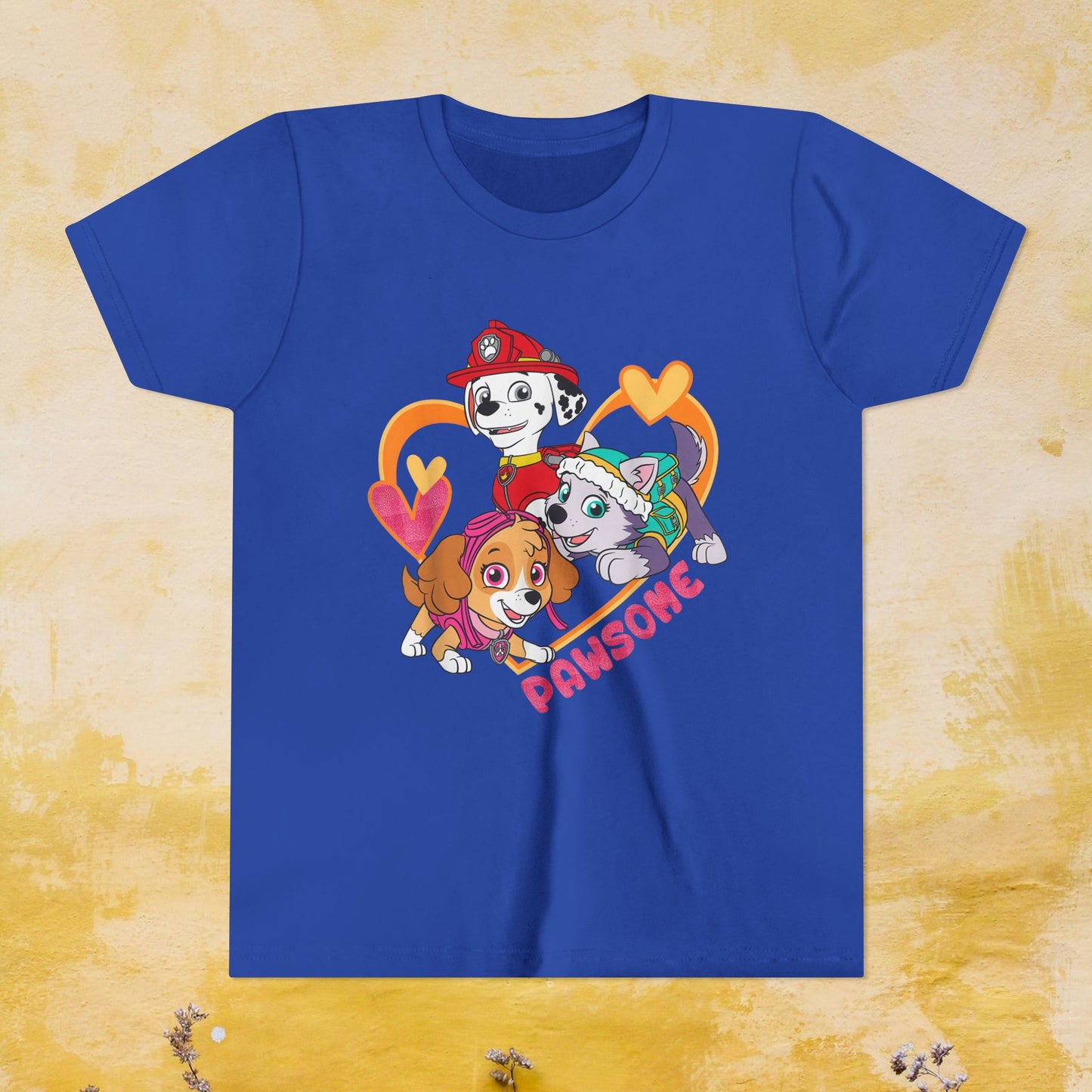 Pawsome - Paw Patrol Valentine T-shirt - Animation TV Series Youth Short Sleeve Tee