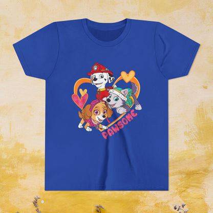 Pawsome - Paw Patrol Valentine T-shirt - Animation TV Series Youth Short Sleeve Tee