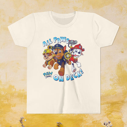 All Paws on Deck! - Paw Patrol T-shirt - Animation TV Series Youth Short Sleeve Tee